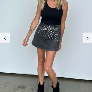 NWT Embellished Black Denim Skort